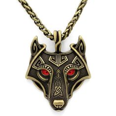 Wolf Pendant Necklace, Viking Wolf, Animal Zodiac, Wolf Pendant, Amulet Charm, Wolves Pendants, Wolf Necklace, Head Necklace, Viking Pendant