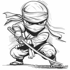 Ninja Coloring Pages - Free & Printable! Ninja Printables Free, Ninja Coloring Pages Free Printable, Ninja Sketch, Sketches Ideas, Cartoon Coloring, Chibi Art