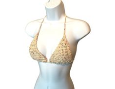 🏖Adjustable crochet bikini top.  🏖Funfetti.  🏖Adjustable band at the bottom of each bra cup that wraps around your back! Neck straps can be criss-crossed if desired! 🏖100% Cotton.  🏖Machine or Hand wash. Machine Dryable or Lay flat to dry. Do not iron. 🏖If you have any questions please send me a message.  🏖Happy Shopping! 🛍 Summer Halter Top With Built-in Bra And Adjustable Fit, Adjustable Triangle Halter Top For Beachwear, Adjustable Bra Friendly Halter Top For Summer, Adjustable Halter Top With Padded Cups For Sunbathing, Adjustable Bra-friendly Halter Top For Summer, Adjustable Padded Halter Top For Sunbathing, Adjustable Padded Halter Top For Beach, Adjustable Crochet Swimwear For Beach, Handmade Triangle Halter Top For Beachwear