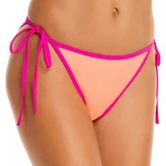 Nwt Ramy Brook Bikini Lesia String Bikini Bottoms Color Block Pink/Flamingo Size Large The Multi Tonal Layer Adds An Unexpected Flourish To These Bikini Bottoms That Tie At The Waist. Lined Fits True To Size. See Pictures For Sizing Ramy Brook, Reversible Bikinis, Pink Flamingo, Pink Flamingos, Girly Outfits, Plus Size Lingerie, Orange Pink, Color Orange, Womens Swim