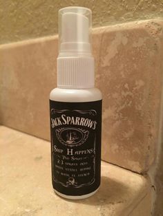 a bottle of jack sparrow's beard oil sitting on top of a bathroom counter