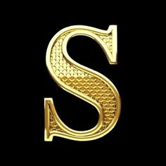 the letter s is made up of gold mesh and has an elegant pattern on it