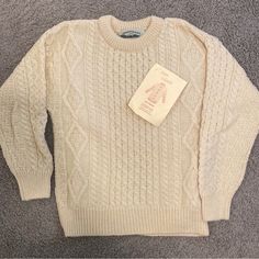 Beautiful Knit Fisherman’s Sweater Bought In The Aran Islands Of Ireland. Never Worn. Women’s Small. Fisherman Sweater Women, Floral Print Sweater, Cropped Cable Knit Sweater, Aran Islands, Short Sleeve Sweater Cardigan, Raglan Sleeve Sweater, Wool Sweaters Womens, Cute Colors, Stylish Man