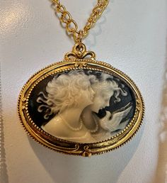 Dove Bird Art, Cameo Locket, Cream Perfume, Women's Diving, Pill Holder, Art Nouveau Pendant, Dove Bird, Flowing Hair, Vintage Jewelry Box