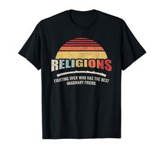 a black t - shirt with the words religions on it