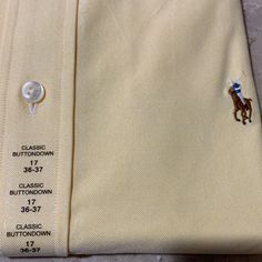 Pale Yellow New Polo Oxford Shirt Classic Fit New Sleeves 36-37 Classic Yellow Tops With Button Closure, Classic Yellow Top With Button Closure, Classic Yellow Shirt With Buttons, Purple Dress Shirt, Geo Print Dress, Check Dress Shirt, Printed Dress Shirts, Polo Shirt Dress, Ralph Lauren Slim Fit