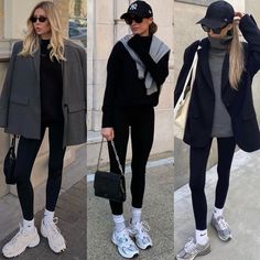 Casual Sporty Outfits Fall, Leggings Outfit Inspiration, Leggings And Trainers Outfits, Chic Leggings Outfit Winter, Outfits Ideas With Leggings, Sport Winter Outfit, Outfit Sport Mujer, Cool Sporty Outfits, Leggings Outfit 2024