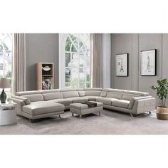 a large sectional couch in a living room