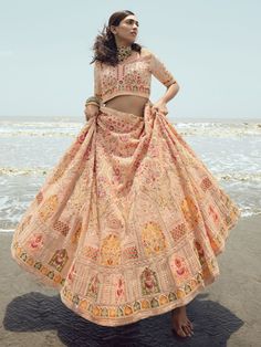 Buy magnificent peach georgette embroidered lehenga choli for celebrating upcoming diwali festival celebration. Shop this impressive lehenga choli which comes with georgette blouse and georgette dupatta. Wedding Sharara, Peach Lehenga, Lehenga Fabric, Party Wear Gown, Georgette Dupatta, Lehenga Online, Choli Designs, Lehenga Choli Online, Embroidered Lehenga