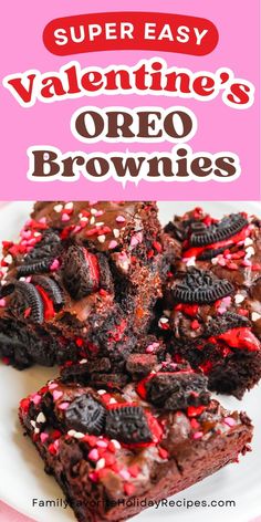 valentine's oreo brownies with sprinkles and chocolate on top