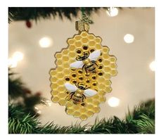 Old World Honeycomb Ornament. Nutcracker Ornaments, Golden Honey, Bee Inspired, Old World Christmas, Nutcracker Christmas, Decoration Christmas, Glass Christmas Ornaments, Personalized Christmas Ornaments, Christmas Animals