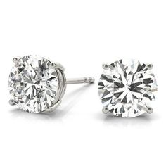 My Lab-Grown Diamond Stud Earrings boast the perfect pairing of modern tech and timeless whimsy. With an enviable .75-ctw score of E-F VS diamond power, you can trustingly flaunt your luxurious, ethical choice. Don't snooze on these fab 4-prong basket cuties with secure Screw-backs! These beautiful earrings will take you from day to night with incomparable style and sophistication. They come as a symbol of quality, sustainability, and responsibility, making them the perfect gift for you or someone you love. -Lab-grown diamonds are eco-friendly and affordable -Each earring features a round, brilliant-cut diamond -Earrings are set in classic gold, platinum or palladium settings -A perfect gift for the eco-conscious jewelry lover in your life! -Secure Screw-Backs Whether you're proposing to y Beautiful Stud Earrings, White Gold Diamond Earrings, Diamond Earrings Studs Round, Solitaire Earrings, Diamond Necklace Set, Colorless Diamond, Solitaire Studs, Gold Diamond Earrings, Diamond Stud Earrings