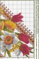 a cross stitch pattern with flowers on it