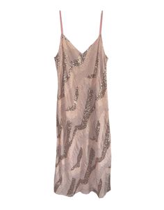 Our iconic bias cut slip dress silhouette, fully beaded! This luxurious, intricately embellished dress has thousands of beads and sequins that create a beautiful wave-like pattern. Truly elevated and perfect for a night out or semi formal event; dress it down with a chunky sweater or jean jacket. Slightly contrasted ma Event Dress, Matte Pink, Cotton Shirt Dress, Weekend Wardrobe, Pink Sequin, Dress Silhouette, Cabaret, Chunky Sweater, Embellished Dress