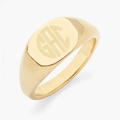 Available in 14k gold plated brass Size: 3/8" by 5/16" Made in the USA With engraving this item is FINAL SALE SKU: BYR1041 Monogram Ring, Versatile Jewelry, Monogram Jewelry, Gold Signet Ring, Stylish Rings, Trendy Ring, Modern Ring, Personalized Monogram, Custom Monogram