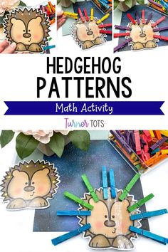 the hedgehog pattern is made with crayons and colored pencils to make it look