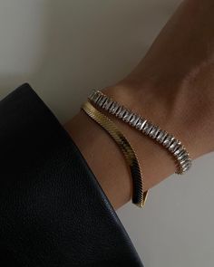 Zacharoula Baguette Chain Bracelet Sparkle Bracelet, Classy Jewelry, A Bracelet, Jewelry Inspo, Simple Jewelry, Dainty Jewelry, Pretty Jewellery, Cute Jewelry, Gold And Silver