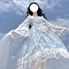 Find ideas๏ฟฝand inspiration for Lolita Mori Girls JSK A-Line Dress Bowknot Japanese Cute Princess Dress Cosplay, Fashion Women's Dresses Japanese Tea Party, Lace Trim Blouse, High Quality Dress, Cosplay Dress, Japanese Tea, Bell Sleeve Dress, Overall Dress, Lolita Dress, Soft Girl