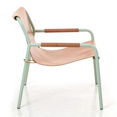 a green and pink chair on a white background