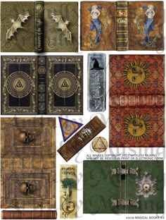 an assortment of books with different designs on them