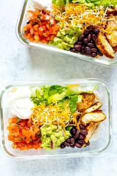 two plastic containers filled with different types of food