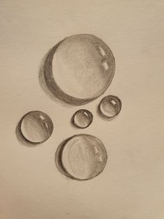 a pencil drawing of three different objects