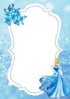 a frozen princess with blue flowers on her head and an empty frame for the text