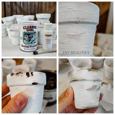 the process for making clay pots with white paint