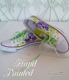 ♥ Hand Painted Violets and Daisies Sneakers, Hanpainted Sneakers, Violets and Daisies Shoes, Hanpainted Shoes, Daisies Art, Violets Art ♥ HAND PAINTED SNEAKERS by DiqnaDesign. ------- SIZE & DETAILS ------- Shoes are hand painted with professional water resistant textile paint DIFFERENT SIZES FOR WOMEN'S FOOTWEAR: EU size 36 ≈ US size 5 ≈ UK size 3 ≈ 22 cm ≈ 8,6 inches ----------------------------------------------------------------------------- EU size 37 ≈ US size 6 ≈ UK size 4 ≈ 23 cm ≈ 9 Artistic Hand Painted Custom Sneakers For Spring, Handmade Low-top Sneakers For Spring, Handmade Low-top Spring Sneakers, Artistic Hand Painted Green Custom Sneakers, Painted Shoes Diy, Floral Sneakers, Painted Sneakers, Handpainted Bags, Painted Bags