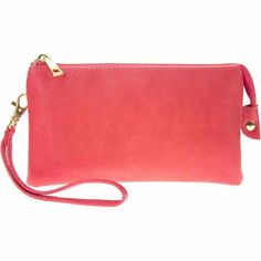 Multi-Compartment Convertible Clutch Crossbody Bag Wristlet Is Faux Vegan Leather With Zip-Top Closure And Gold-Tone Hardware. This Beauty Has Multiple Compartments And Two Sides For Credit Cards And Id. Detachable Shoulder Strap & Wrist Band L 8 * H 5 * W 1.5 Red Bags With Wrist Strap For Daily Use, Red Wrist Strap Bag For Daily Use, Trendy Red Wristlet For Everyday Use, Red Clutch With Adjustable Strap For Daily Use, Red Bag With Wrist Strap For Daily Use, Red Crossbody Clutch For Everyday, Red Trendy Wristlet For Everyday Use, Red Clutch Wristlet For Everyday, Red Wallet With Detachable Strap For Everyday Use