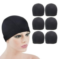 6 Pcs Dome Cap Wig Caps for Making Wig Stretchy Wig Cap with Wide Elastic Band (Black Dome Cap L) Crochet Wig, Hair Nets, Hair Bonnet, Wig Stand, Wig Caps, Adjustable Headband, Black Wig, Braided Headband, Cap Hair