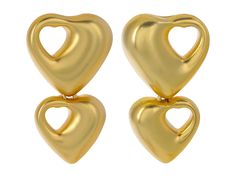 Madewell Cutout Heart Statement Puffy Earring - Earring : Vintage Gold : Enhance your look by accessorizing your outfit with the Madewell Cutout Heart Statement Puffy Earring. The heart-shaped earrings have a cut-out detail that accentuates the overall look. The back clutchless closure makes these drop earrings a must-have in your collection. Brass construction. Imported. Open Heart Earrings For Parties, Party Earrings With Open Heart Shape, Chic Heart Earrings For Parties, Chic Heart Earrings For Valentine's Day Party, Party Open Heart Earrings, Valentine's Day Evening Earrings, Chic Double Heart Earrings For Valentine's Day, Chic Evening Jewelry For Valentine's Day, Valentine's Day Chic Evening Jewelry