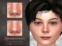 an animated image of a woman's face with freckles on her skin