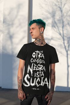 T-shirt designed by Kenzy that includes the phrase "My other black T-shirt is dirty." Ideal to use when our black or calaceras shirt is to wash. Black Punk T-shirt With Letter Print, Black Punk T-shirt With Slogan, Edgy Black T-shirt With Letter Print, Edgy Black T-shirt With Screen Print, Edgy Black T-shirt With Graphic Design, Edgy Black T-shirt For Fan Merchandise, Edgy Black Slogan T-shirt, Edgy Black T-shirt With Logo Print, Black Punk Style T-shirt For Streetwear