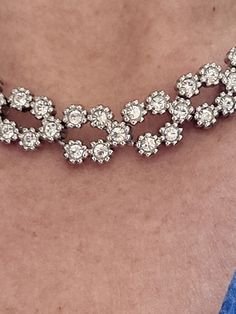 Gorgeous Rhinestone Necklace. Very well made. No marker marks. Silvertone.  No missing Rhinestones. Stones are all bright. Beautiful wedding necklace.  See photos for measurements.  Any questions or concerns please ask. I will most helpful.  Check out my other shops www.arlettemichelle.etsy.com  www.jmoriginalart.etsy.com  www.jmoriginalart.com Glamorous Crystal Diamond Necklace With Sparkling Stones, Diamond White Rhinestone Necklace, Dazzling Diamond White Sparkling Rhinestone Necklace, Dazzling Diamond Necklace With Rhinestones, Dazzling Diamond White Rhinestone Necklaces, Elegant Silver Diamond Necklace With Stones, Dazzling Diamond White Necklace With Rhinestones, Silver Diamond Necklace With Stones, Dazzling Sparkling Rhinestone Necklace