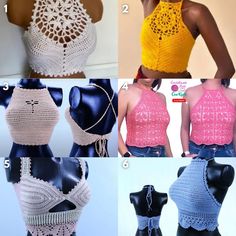 crochet halter top pattern for women in multiple colors and sizes with instructions