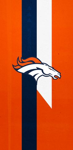 an orange, white and blue striped background with the denver football team logo on it