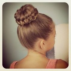 Lace Braided Bun | Cute Updo Hairstyles Flower Girl Hairstyles Updo, Cute Hairstyles Updos, Communion Hairstyles, Cool Hairstyles For Girls, Dance Hairstyles, Flower Girl Hairstyles, Back To School Hairstyles