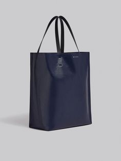 Museo Soft Large Bag in black and blue leather - Shopping Bags Modern Blue Bags With Leather Lining, Modern Navy Shoulder Bag For Shopping, Modern Navy Shoulder Bag With Leather Handles, Modern Navy Bag With Double Handle, Modern Navy Leather Bags, Flat Heel Boots, Trunk Bag, North South, Women Essentials