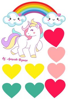 an image of a unicorn with hearts and rainbows in the background for valentine's day