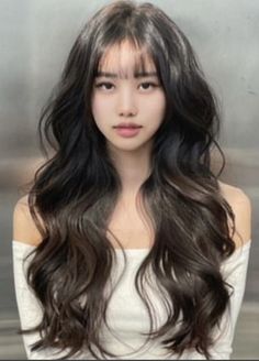 Korean Layers, Curly Asian Hair, Long Hair Perm, Long White Hair, Brown Hair Looks, Korean Hair, Permed Hairstyles