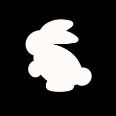 the silhouette of a white rabbit on a black background