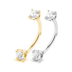 Introducing the epitome of elegance and sophistication in body jewelry - the 14 Karat Gold Curved Barbell 16 Gauge Eyebrow Ring with Cubic Zirconia Gem. Crafted from luxurious 14 karat solid gold, this exquisite piece exudes timeless beauty and quality craftsmanship. Available in a choice of 5/16" (8mm) or 3/8" (10mm) lengths and adorned with dazzling Cubic Zirconia gems, this eyebrow ring offers versatility and sparkle to suit your individual style. With options for ball sizes of 3mm or 2mm, an Elegant Diamond White Piercings For Wedding, Elegant Wedding Piercings With Prong Setting, Elegant Silver Curved Barbell Piercings, Elegant Silver Curved Barbell Jewelry, Elegant Gold Belly Rings, Classic Wedding Cubic Zirconia Piercings, Elegant Wedding Piercings, Elegant White Wedding Piercings, Elegant Cubic Zirconia Belly Rings