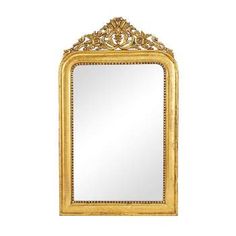 an ornate gold framed mirror on a white background