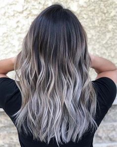 Black Hair With Blonde, Bayalage Brunette, Black Hair With Blonde Highlights, Hair With Blonde Highlights, Black Hair Balayage, Icy Blonde Hair, Bronde Balayage, Color Balayage, Ice Blonde