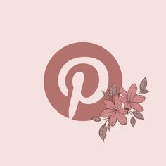 the pin logo with pink flowers and leaves around it on a light pink background that says pin