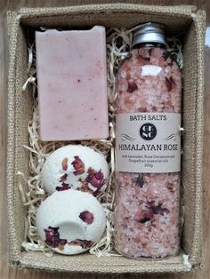 the bath salts are packaged in a box and ready to be used as soaps