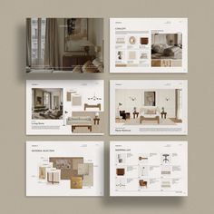 the interior design book is open to pages with pictures on them and in different colors