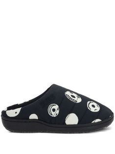 black/white smiley face print embroidered logo to the side quilted round toe front lace-up fastening rubber sole Quilted Slippers, Smiley Face Print, 10 Corso Como, Corso Como, Aviator Watch, Balenciaga Track, Face Print, Office Bag, Balenciaga Triple S