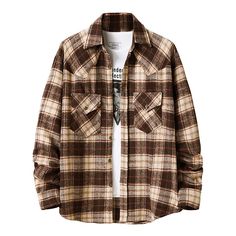 Men’s Flannel Single-Breasted Plaid Shirt  Material: 55% cotton+45%Polyester  Size:S,M,L,XL,2XL Color：Coffee,Khaki,Blue  Season: Spring,Autumn,Winter   Occasion: Leisure,Outdoor, Daily,Vacation Lattice Fabric, Harajuku Shirt, Shirt Jacket Men, Mens Flannel Shirt, Mens Flannel, Long Sleeve Flannel, Hip Hop Streetwear, Long Sleeve Plaid, Plaid Flannel Shirt